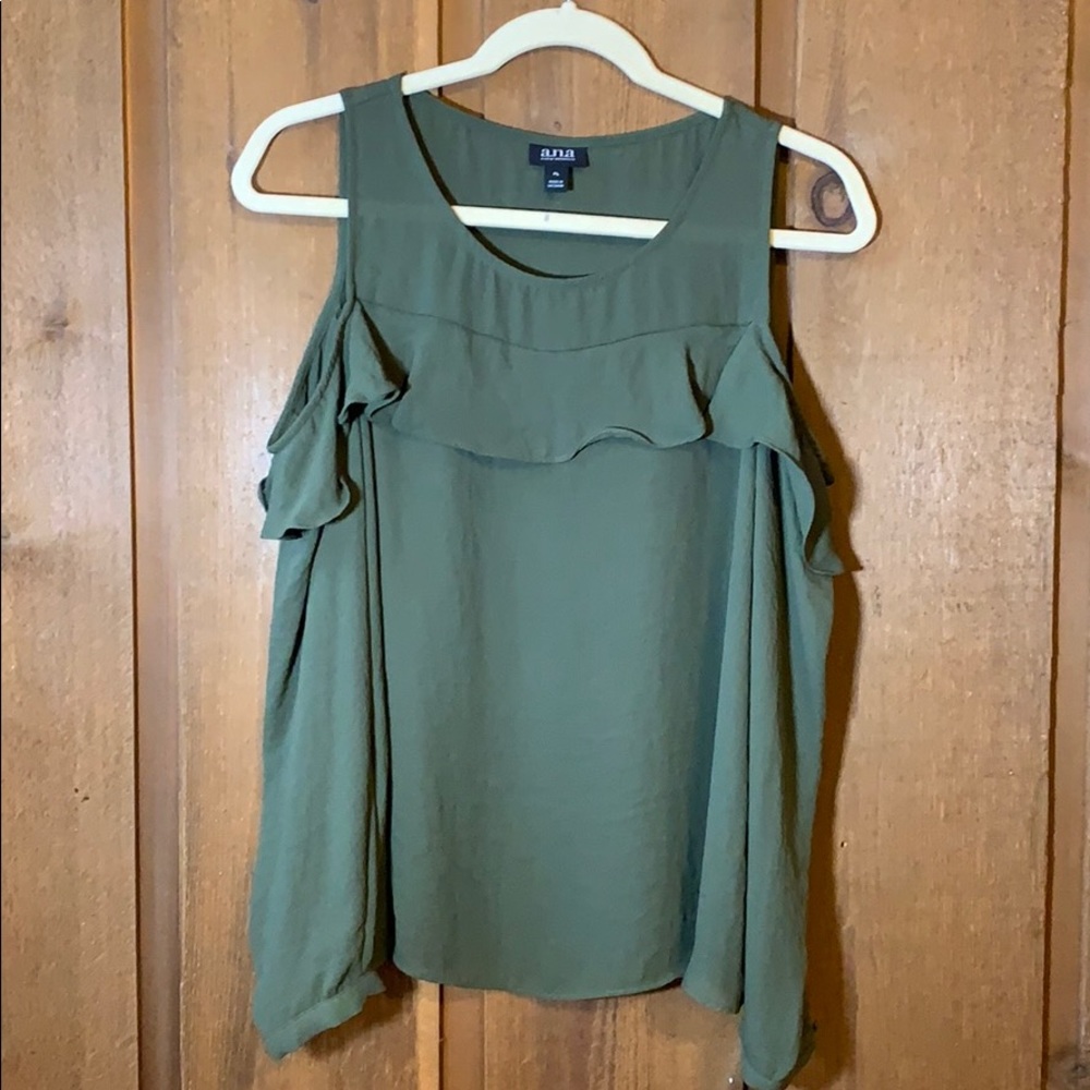 green open shoulder top